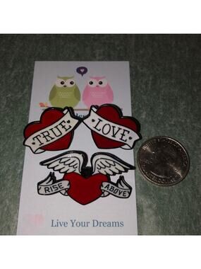 3 Piece True Love Rise Above Heart Pins Brooches Valentine's
